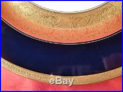 Antique Limoges T & V France 10 Dinner Plates Cobalt Blue Heavy Gold