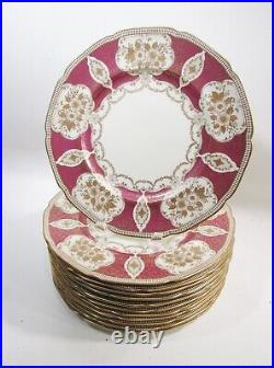 Antique Meito NSP China Japan Pink Gold 12 Charger Dinner Plates Hand Painted