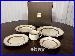 Antique Mikasa Dinner Plate Set Gold Trim Lace White Flowers With BOX! VINTAGE