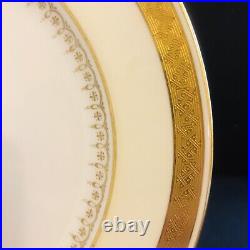 Antique Minton English Fine Bone China 8 Dinner Plates Gold Encrusted Mintons