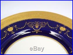 Antique Minton Tiffany Cobalt & Gold Encrusted Beaded Urn Swag 1 Dinner Plate