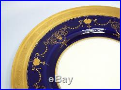 Antique Minton Tiffany Cobalt & Gold Encrusted Beaded Urn Swag 1 Dinner Plate