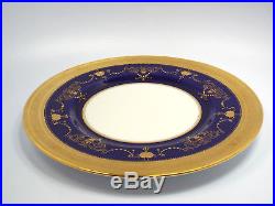 Antique Minton Tiffany Cobalt & Gold Encrusted Beaded Urn Swag 6 Dinner Plates