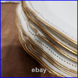 Antique O & EG Royal Austria Gold Trim Dinner Plates 9.5 D Scalloped Edge Dots