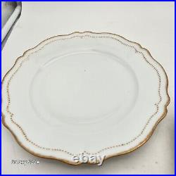 Antique O & EG Royal Austria Gold Trim Dinner Plates 9.5 D Scalloped Edge Dots