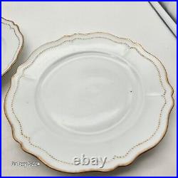 Antique O & EG Royal Austria Gold Trim Dinner Plates 9.5 D Scalloped Edge Dots