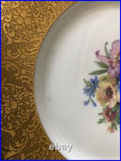 Antique Royal Bavarian Hutschenreuther Gold Encrusted SET of 12 Dinner Plates