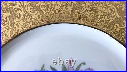 Antique Royal Bavarian Hutschenreuther Gold Encrusted SET of 12 Dinner Plates