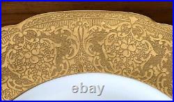 Antique Royal Bavarian Hutschenreuther Gold Encrusted SET of 12 Dinner Plates