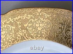 Antique Royal Bavarian Hutschenreuther Gold Encrusted SET of 12 Dinner Plates