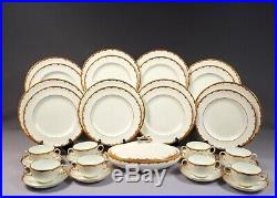 Antique Royal Crown Derby 8855 DINNER SET Plate Cream Soup RARE Gold Gilt