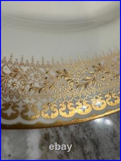 Antique Royal Doulton 8534 Raised Gold 10.5 Dinner Plates Set Of 4 STUNNING
