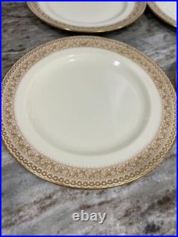 Antique Royal Doulton 8534 Raised Gold 10.5 Dinner Plates Set Of 4 STUNNING