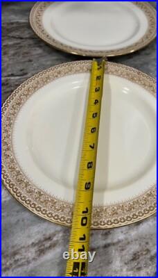 Antique Royal Doulton 8534 Raised Gold 10.5 Dinner Plates Set Of 4 STUNNING