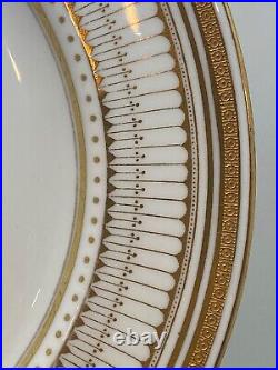 Antique Royal Doulton E4855 Gold Encrusted 10 1/2 in Dinner Plates Set of 11