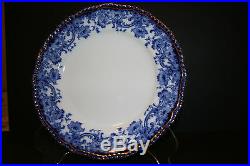 Antique Royal Doulton Melrose Flow Blue, Scroll Edge, Gold Trim Dinner Plate