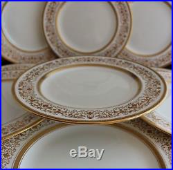 Antique Set 12 Aynsley Bone China England Dinner Service Plates Gold Encrusted