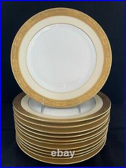 Antique Set 12 LIMOGES FRANCE Tressemann & Vogt DINNER PLATES Gold Encrusted