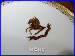 Antique Set 9 Wide GOLD ENCRUSTED Rim Dinner Plates Minton Spaulding