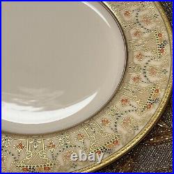 Antique Set of 12 LENOX 10.5 Dinner Plates w Raised Gold, Enamel, Encrusted