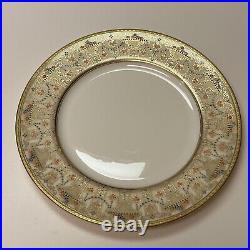 Antique Set of 12 LENOX 10.5 Dinner Plates w Raised Gold, Enamel, Encrusted