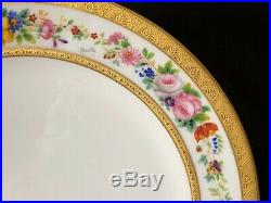 Antique Set of 9 Ahrenfeldt Limoges 10&1/2 Dinner Plates White Floral Rim Gold