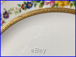 Antique Set of 9 Ahrenfeldt Limoges 10&1/2 Dinner Plates White Floral Rim Gold