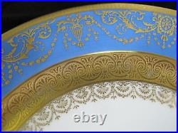 Antique William GUERIN France LIMOGES Blue & Gold GILT 11 Dinner Plate Set of 6
