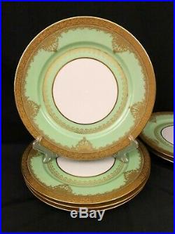 Antique William Guerin Limoges Gold Encrusted Jeweled Dinner Charger Plates 6