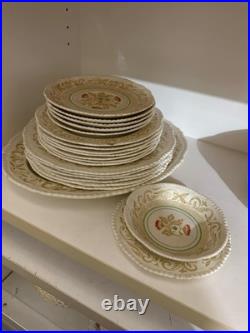 Antique Wood's Burslem Frontenac Plates & Platter Gold Trim, English Ironstone