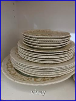 Antique Wood's Burslem Frontenac Plates & Platter Gold Trim, English Ironstone