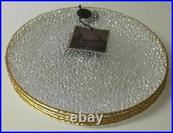 Artistic Accents Clear Knobby Glass Dinner Plates Gold Trim Set of 6 NEW
