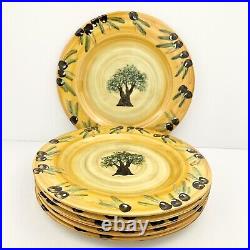 Atelier du Sage France OLIVE TREE Dinner Plates (6) Signed Hand Painted