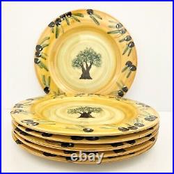 Atelier du Sage France OLIVE TREE Dinner Plates (6) Signed Hand Painted