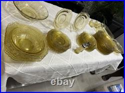 Authentic 36 Piece Vintage Amber Yellow Madrid Federal Depression Glass RARE Authentic 36 Piece Vintage Amber Yellow Madrid Federal Depression Glass RARE