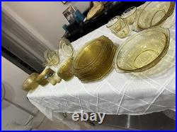 Authentic 36 Piece Vintage Amber Yellow Madrid Federal Depression Glass RARE Authentic 36 Piece Vintage Amber Yellow Madrid Federal Depression Glass RARE