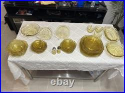 Authentic 36 Piece Vintage Amber Yellow Madrid Federal Depression Glass RARE Authentic 36 Piece Vintage Amber Yellow Madrid Federal Depression Glass RARE