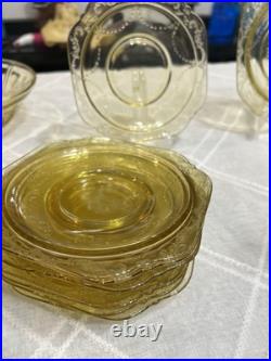 Authentic 36 Piece Vintage Amber Yellow Madrid Federal Depression Glass RARE Authentic 36 Piece Vintage Amber Yellow Madrid Federal Depression Glass RARE