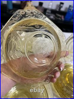 Authentic 36 Piece Vintage Amber Yellow Madrid Federal Depression Glass RARE Authentic 36 Piece Vintage Amber Yellow Madrid Federal Depression Glass RARE