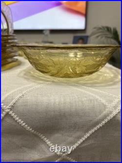 Authentic 36 Piece Vintage Amber Yellow Madrid Federal Depression Glass RARE Authentic 36 Piece Vintage Amber Yellow Madrid Federal Depression Glass RARE