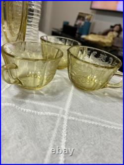 Authentic 36 Piece Vintage Amber Yellow Madrid Federal Depression Glass RARE Authentic 36 Piece Vintage Amber Yellow Madrid Federal Depression Glass RARE