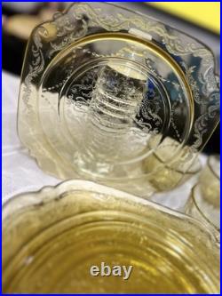 Authentic 36 Piece Vintage Amber Yellow Madrid Federal Depression Glass RARE Authentic 36 Piece Vintage Amber Yellow Madrid Federal Depression Glass RARE