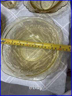 Authentic 36 Piece Vintage Amber Yellow Madrid Federal Depression Glass RARE Authentic 36 Piece Vintage Amber Yellow Madrid Federal Depression Glass RARE