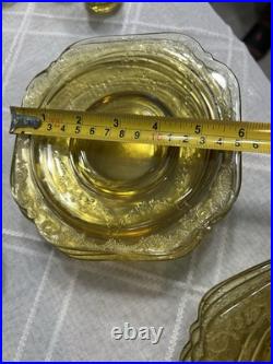 Authentic 36 Piece Vintage Amber Yellow Madrid Federal Depression Glass RARE Authentic 36 Piece Vintage Amber Yellow Madrid Federal Depression Glass RARE