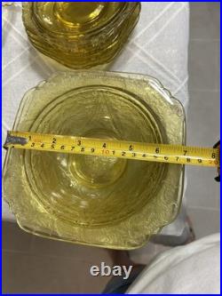 Authentic 36 Piece Vintage Amber Yellow Madrid Federal Depression Glass RARE Authentic 36 Piece Vintage Amber Yellow Madrid Federal Depression Glass RARE