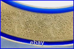 Aynsley 7605 Signed D Jones Floral Cobalt & Gold Encrusted 10 5/8 Inch Plate