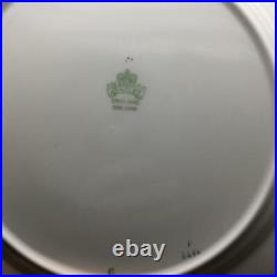 Aynsley 7879 Turquoise + Gold Dinner Plate With Pink Cabbage Rose Center Ch6339