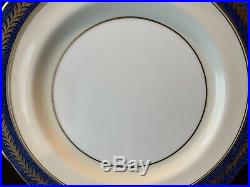 Aynsley England 1846 Dinner Plates 10 5/8 Dia Gold Powder Blue Laurels Set of 6