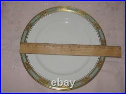 Aynsley England Empress Light Green Encrusted Gold Set of 6 Dinner Plates