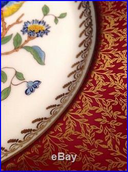 Aynsley England Fine Bone China 10 Plate Hand Painted Red Gold Birds Flowers